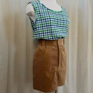 Tan Corduroy Mini Skirt – High-Waisted 100% Cotton A-Line